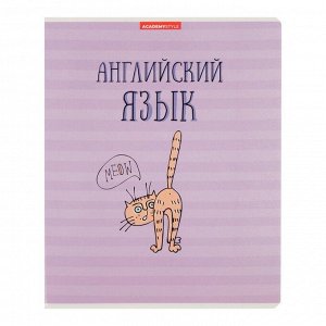 Тетрадь предметная "Котяра", 48 листов в клетку "Английский язык", обложка мелованный картон, глянцевая ламинация, блок офсет