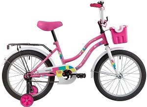 Велосипед NOVATRACK 18"TETRIS, розовый, тормоз нож., крылья цвет, багажник корзина, защита А-тип