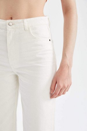 Широкие брюки из габардина с высокой талией и карманами