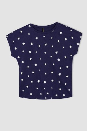 Традиционная футболка с коротким рукавом и принтом фольгированных звезд