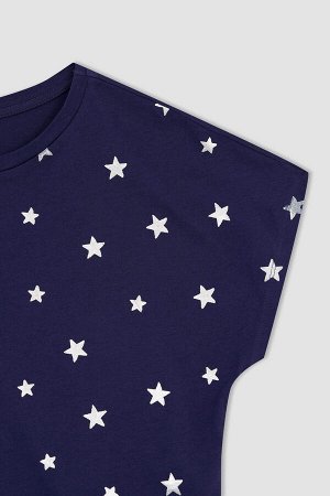 Традиционная футболка с коротким рукавом и принтом фольгированных звезд