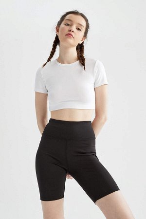 Спортивная футболка с коротким рукавом Defacto Fit Crop Crew Neck