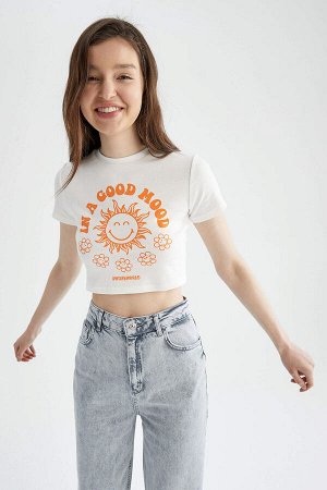 Укороченная футболка SmileyWorld Slim Fit с круглым вырезом и короткими рукавами