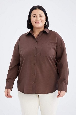 Рубашка с длинным рукавом и воротником рубашки большого размера DF Plus