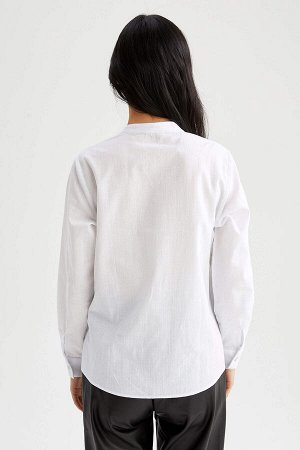 Рубашка с длинным рукавом из льняной ткани классического кроя
