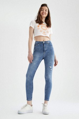 Джинсовые брюки с рваными деталями и отделкой Anna Super Skinny Fit