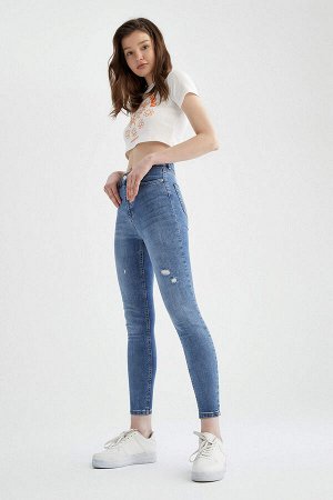 Джинсовые брюки с рваными деталями и отделкой Anna Super Skinny Fit