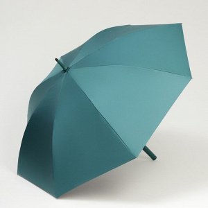 Зонт - трость полуавтоматический «Однотонный», ветроустойчивый, 8 спиц, R = 58 см, цвет тёмно-зелёный/чёрный