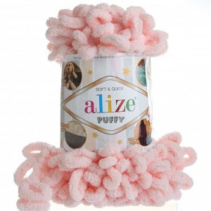 Пряжа Ализе Пуффи Alize Puffy цвет №639 кристально-розовый ЦЕНА ЗА УПАКОВКУ 5ШТ