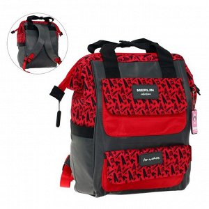 Сумка-рюкзак молодежная Across Merlin, 43 х 29 х 15 см, красный/серый