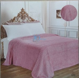 Плед Wellsoft luxe/Полоса, розовый, серебро/Евро-мини