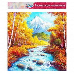 Алмазная мозаика без подрамника, частичное заполнение «Осенний пейзаж» 40 * 50 см + наклейка