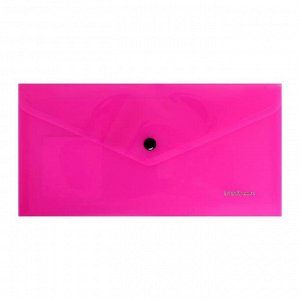 Папка-конверт на кнопке Travel (255х130мм), 180 мкм, ErichKrause Glossy Neon, глянцевая, полупрозрачная, микс