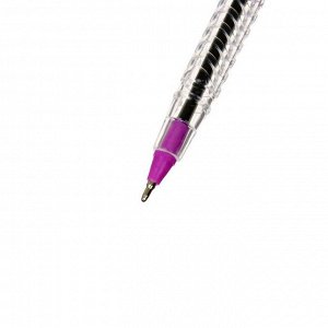 Ручка шариковая 0.7 мм, стержень синий, корпус прозрачный с цветными колпачками, МИКС