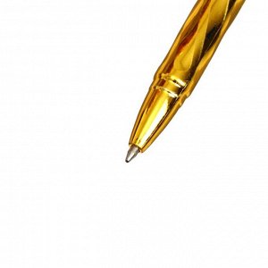 Ручка шариковая, автоматическая, линия 1,0 мм, стержень синий, корпус золотистый