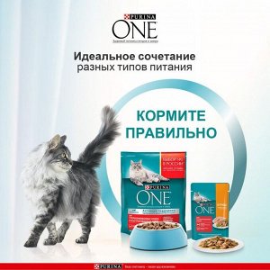 Сухой корм PURINA ONE для стерилизованных кошек, говядина/пшеница, 750 г