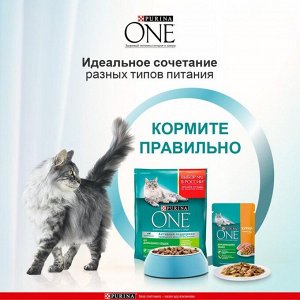 СИМА-ЛЕНД Влажный корм Purinа One для домашних кошек, курица/морковь, 75г