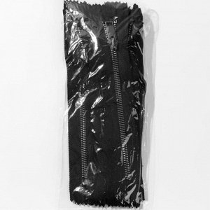 Молния «Трактор», №5, неразъёмная, декоративное звено «Акулий зуб», 18 см, цвет чёрный/чёрный никель