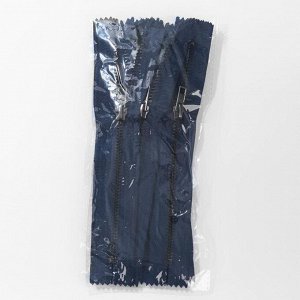 Молния джинсовая, №5, неразъёмная, замок автомат, 18 см, цвет тёмно-синий/чёрный никель
