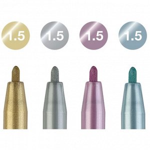 Набор ручек капиллярных Faber-Castell Pitt Artist Pen Metallic, 4 штуки, 1.5 мм, пластиковая упаковка