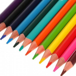 Карандаши цветные 12 цветов BrunoVisconti Happycolor, трёхгранные, МИКС