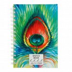 Скетчбук, А5, 60 листов, на гребне, Feather, твёрдая обложка, ламинация Soft touch, блок 120 г/м?