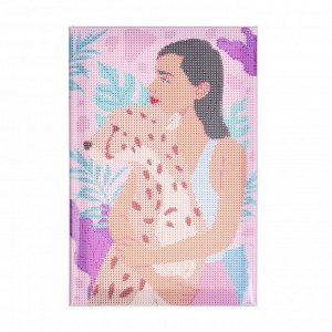 Алмазная мозаика на подрамнике с полным заполнением «Девушка с леопардом», 20х30 см
