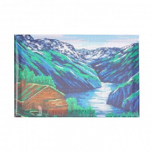 Алмазная мозаика на подрамнике с полным заполнением «Дом в горах», 20х30 см