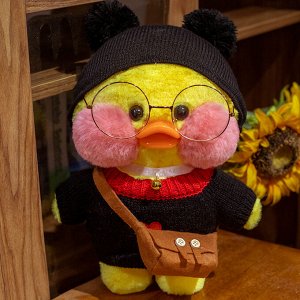 ЛалаФанфан • Желтая - Черный свитер, черная шляпа с ушками, коричневая сумка, очки