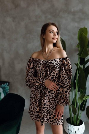 Платье Женское 6506 "Леопард - Небольшой Бантик" №2