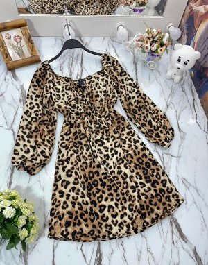 Платье Женское 6506 "Леопард - Небольшой Бантик" №2