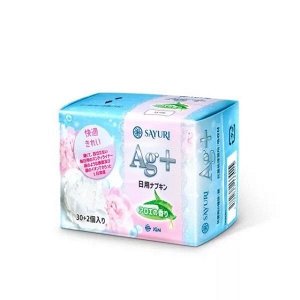 Sayuri Ежедневные гигиенические прокладки с аром. алоэ Argentum+, 15 см, 32 шт