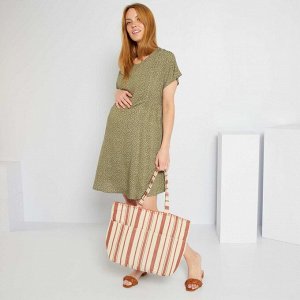 Платье с цветочным узором для кормящих матерей - зеленый