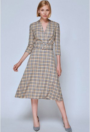 Платье Bazalini 4238 бежевый клетка