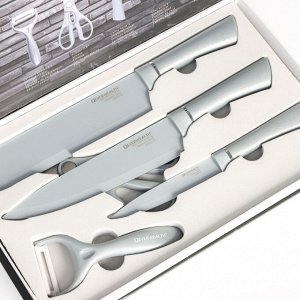 СИМА-ЛЕНД Набор ножей Blades, 5 предметов: 3 ножа, овощечистка, ножницы в комплекте, цвет белый
