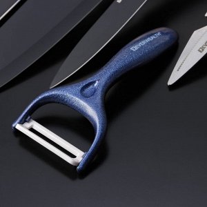 Набор ножей Blades, 5 предметов: 3 ножа, овощечистка, ножницы в комплекте, цвет синий