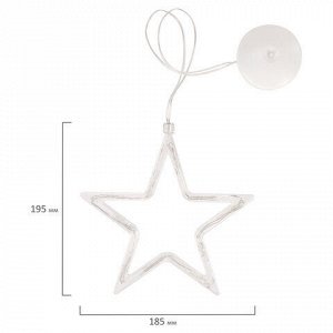 Световая фигура на присоске ЗОЛОТАЯ СКАЗКА "Звезда", 10 LED, на батарейках, теплый белый, 591278
