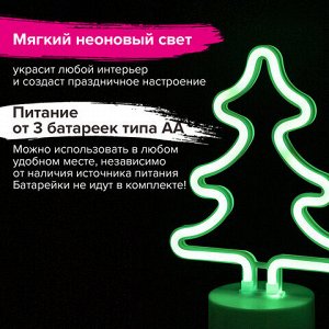 Светильник декоративный неоновый ЗОЛОТАЯ СКАЗКА "Ель", 18.5х26.5х10 см, на батарейках