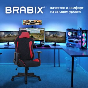 Кресло компьютерное BRABIX &quot;GT Racer GM-101&quot;, подушка, ткань, черное/красное, 531820