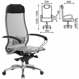 Кресло офисное МЕТТА "SAMURAI" S-1.04, сверхпрочная ткань-сетка, серое