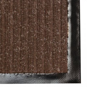 Коврик входной ворсовый влаго-грязезащитный LAIMA, 60х90 см, ребристый, толщина 7 мм, коричневый, 602868