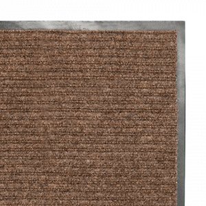 Коврик входной ворсовый влаго-грязезащитный LAIMA, 90х120 см, ребристый, толщина 7 мм, коричневый, 602873