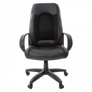 Кресло офисное BRABIX "Strike EX-525", экокожа черная, ткань черная, TW, 531381