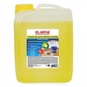 Средство для мытья пола 5 кг, LAIMA PROFESSIONAL концентрат, "Лимон", 601606