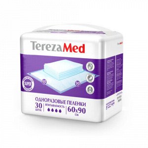 Пеленки 60х90 см, TEREZAMED Super, КОМПЛЕКТ 30 шт., впитывающие, одноразовые, 50311