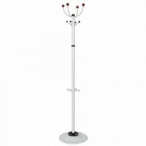 Вешалка-стойка "Квартет-З", 1,79 м, основание 40 см, 4 крючка + место для зонтов, металл, белая
