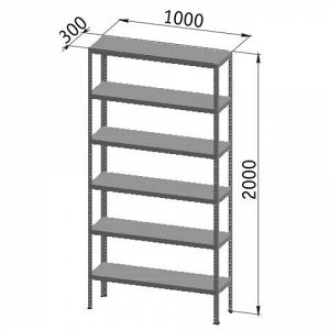 Стеллаж металлический "УНИВЕРСАЛ", 2000х1000х300 мм, УСИЛЕННЫЕ СТОЙКИ, 6 полок, регулируемые опоры, 290144
