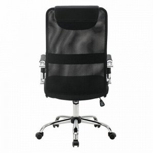 Кресло офисное BRABIX "Fit EX-514", с подголовником, хром, черное, 531949