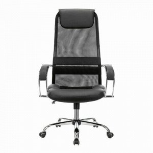 Кресло офисное BRABIX PREMIUM "Stalker EX-608 CH", хром, ткань-сетка/кожзам, черное, 532091
