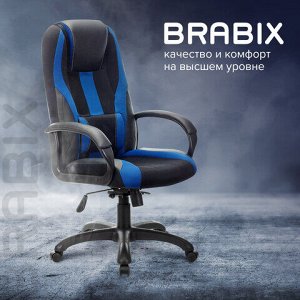 Кресло компьютерное BRABIX PREMIUM "Rapid GM-102", НАГРУЗКА 180 кг, экокожа/ткань, черное/синее, 532106